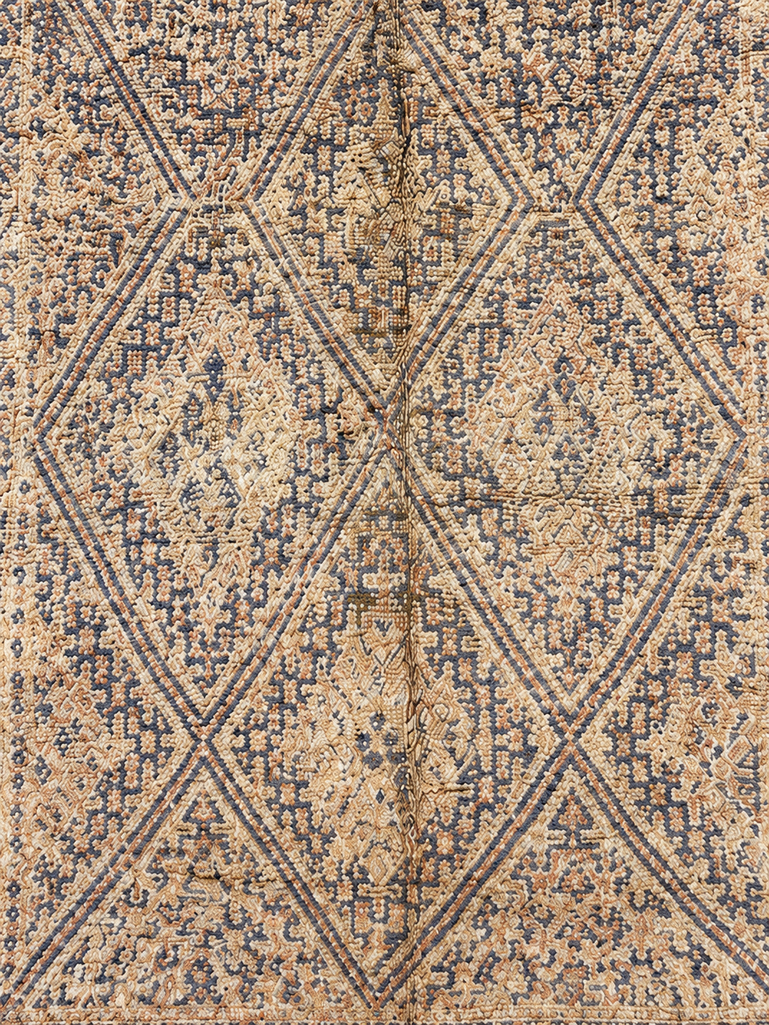 Detail of Greige Vintage Moroccan Rug with Large Diamond Panel, 300 × 210 cm.
