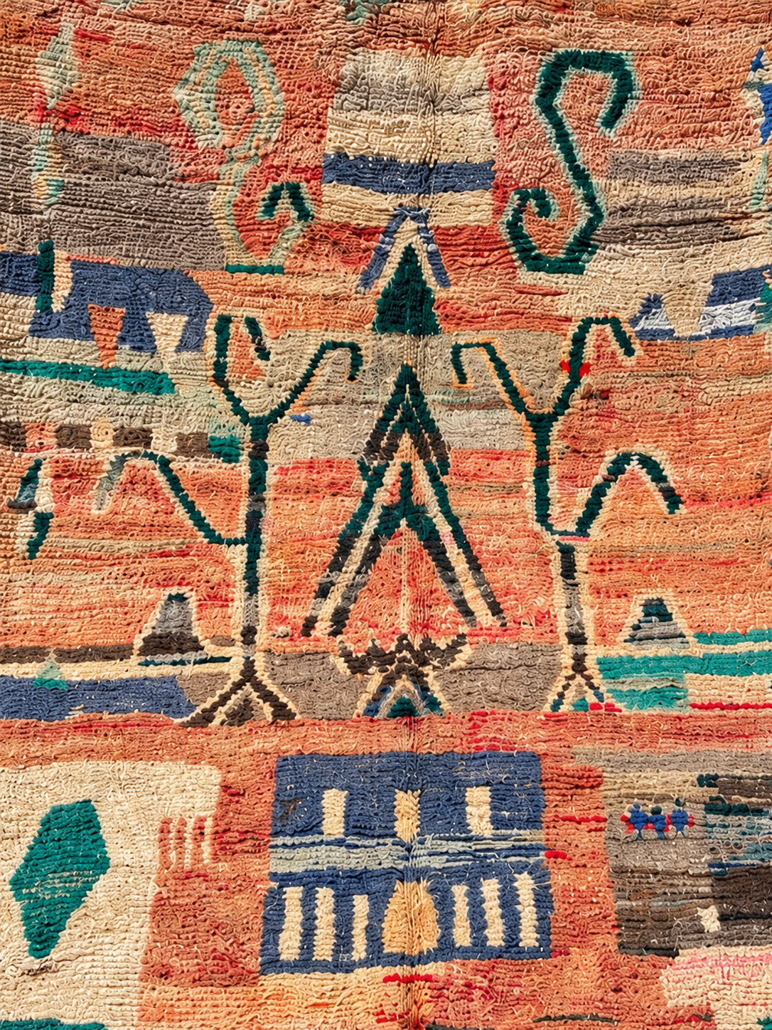 Detail of Large Vintage Moroccan Rug with Abstract Symbols, 400 × 300 cm.