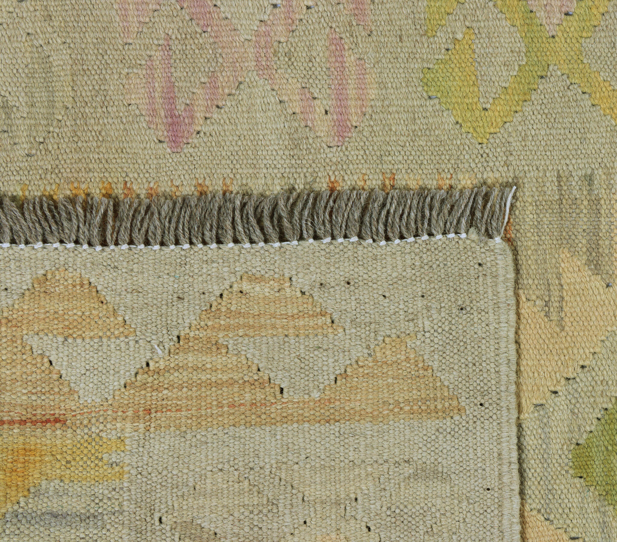 Beige Pastel Diamond Kilim Runner, 200 × 64 cm — detail 2