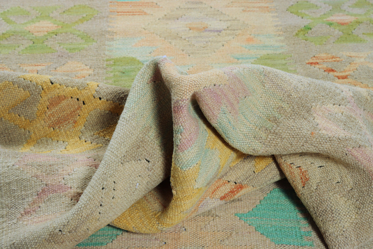 Beige Pastel Diamond Kilim Runner, 200 × 64 cm — detail 3