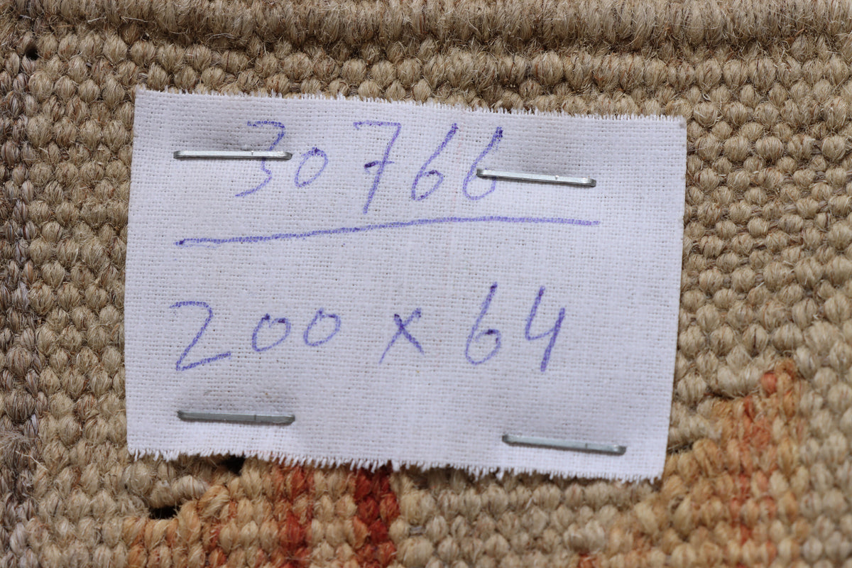 Beige Pastel Diamond Kilim Runner, 200 × 64 cm — detail 4