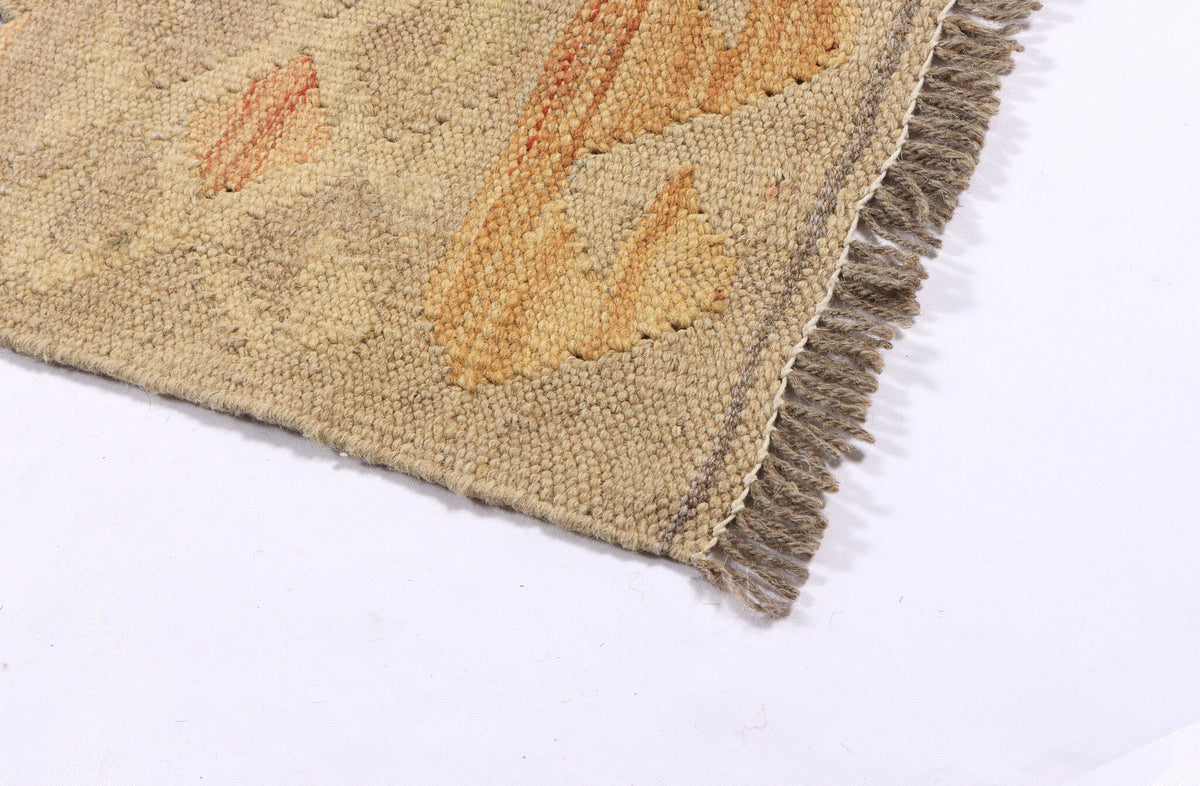 Beige Pastel Diamond Kilim Runner, 200 × 64 cm — detail 5