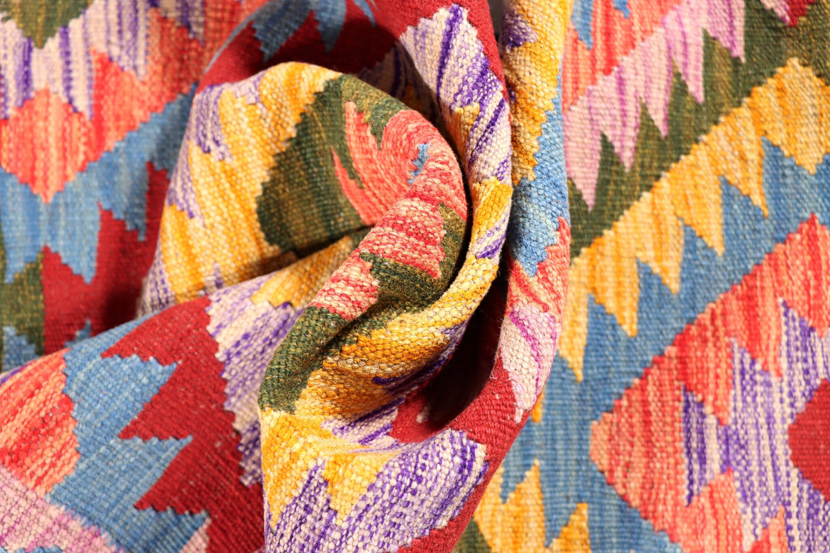 Colorful Triple Diamond Kilim Runner, 200 × 68 cm — detail 3