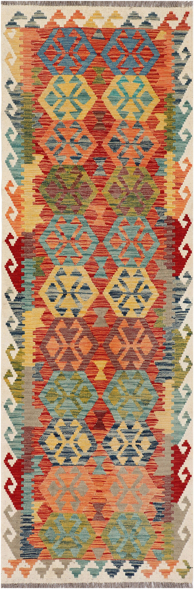Colorful Medallion Kilim Runner, 244 × 80 cm — full view