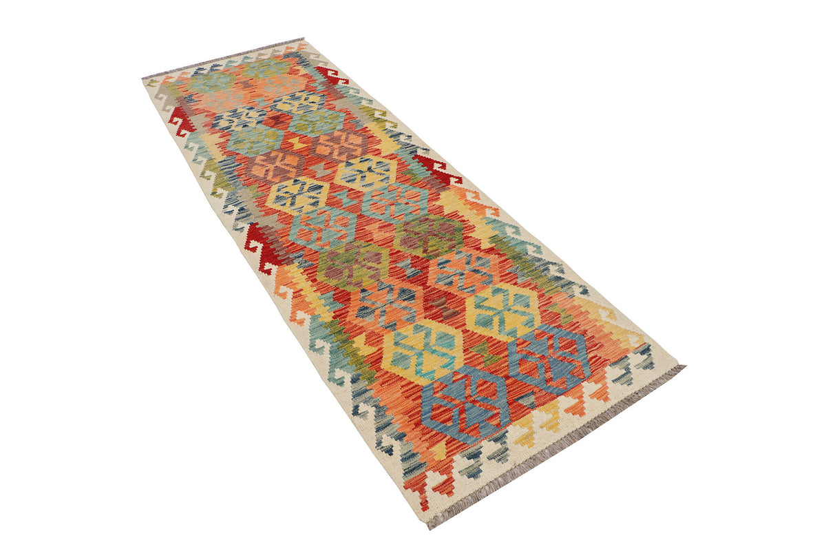 Colorful Medallion Kilim Runner, 244 × 80 cm — detail 1