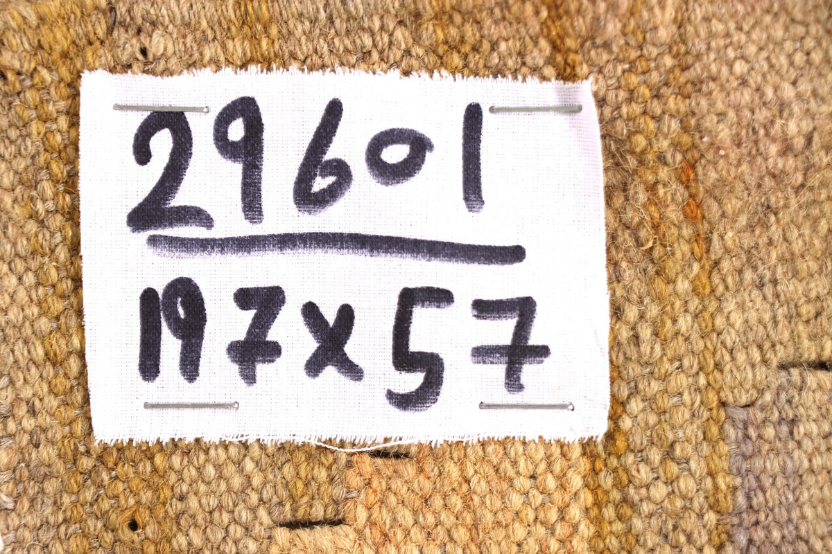 Light Yellow and Sage Kilim Runner, 197 × 57 cm — detail 4