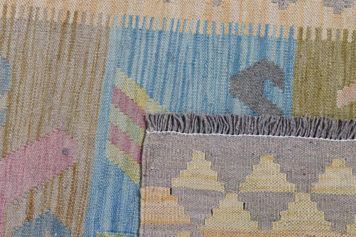 Natural Tone Bird Motif Kilim Runner, 400 × 85 cm — detail 2