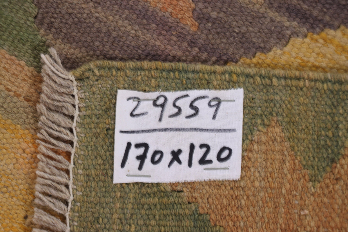 Earth Tone Diamond Medallion Kilim Rug, 170 × 120 cm — view 5