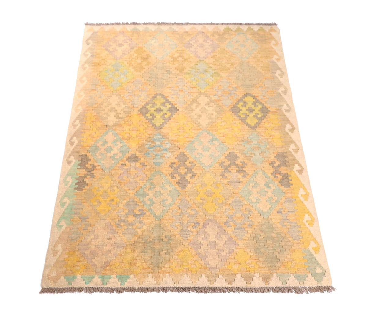 Yellow Pastel Fine Diamond Kilim Rug, 172 × 120 cm — view 2