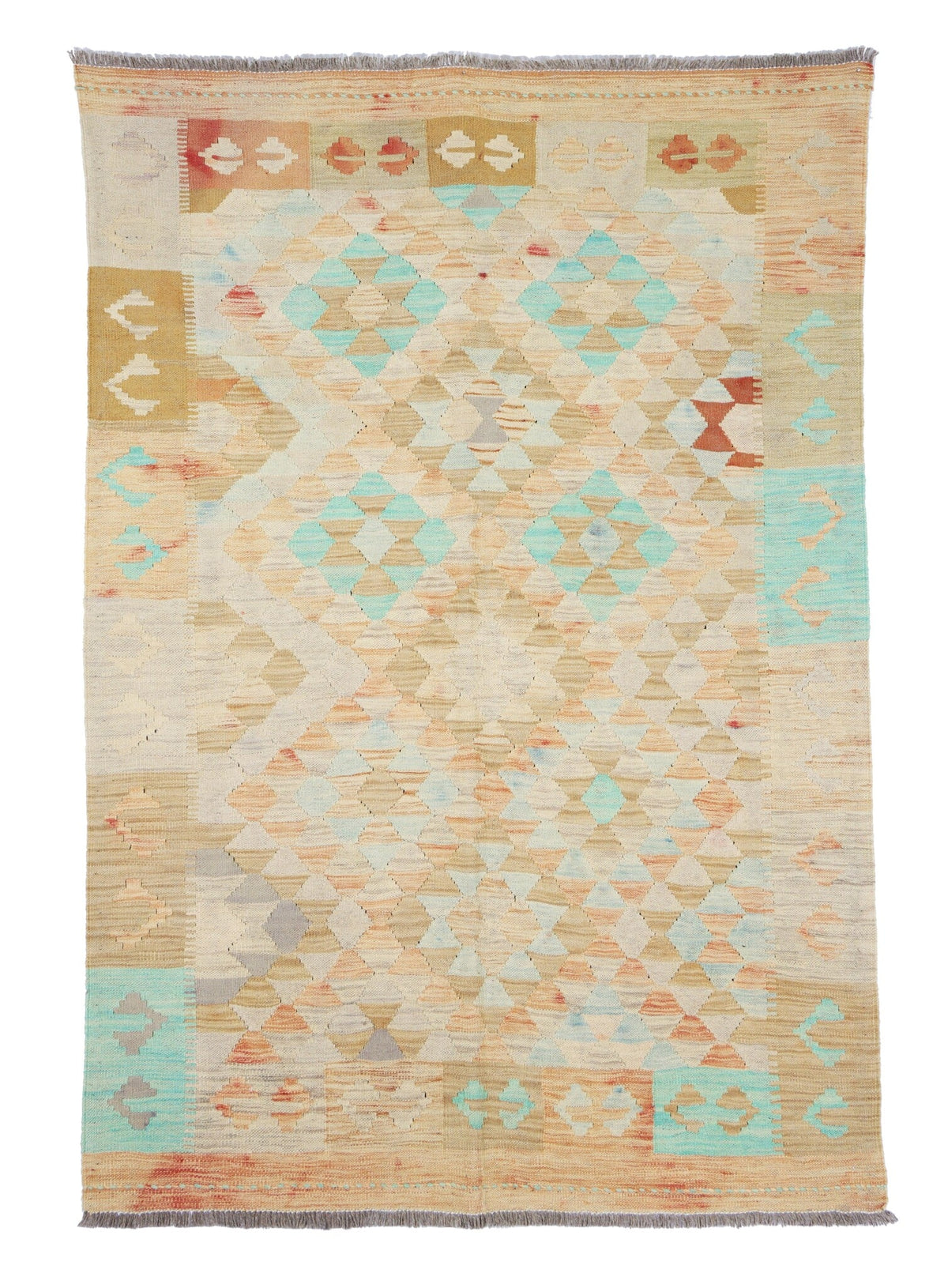 Light Pastel Diamond Kilim Rug, 180 × 122 cm — full view