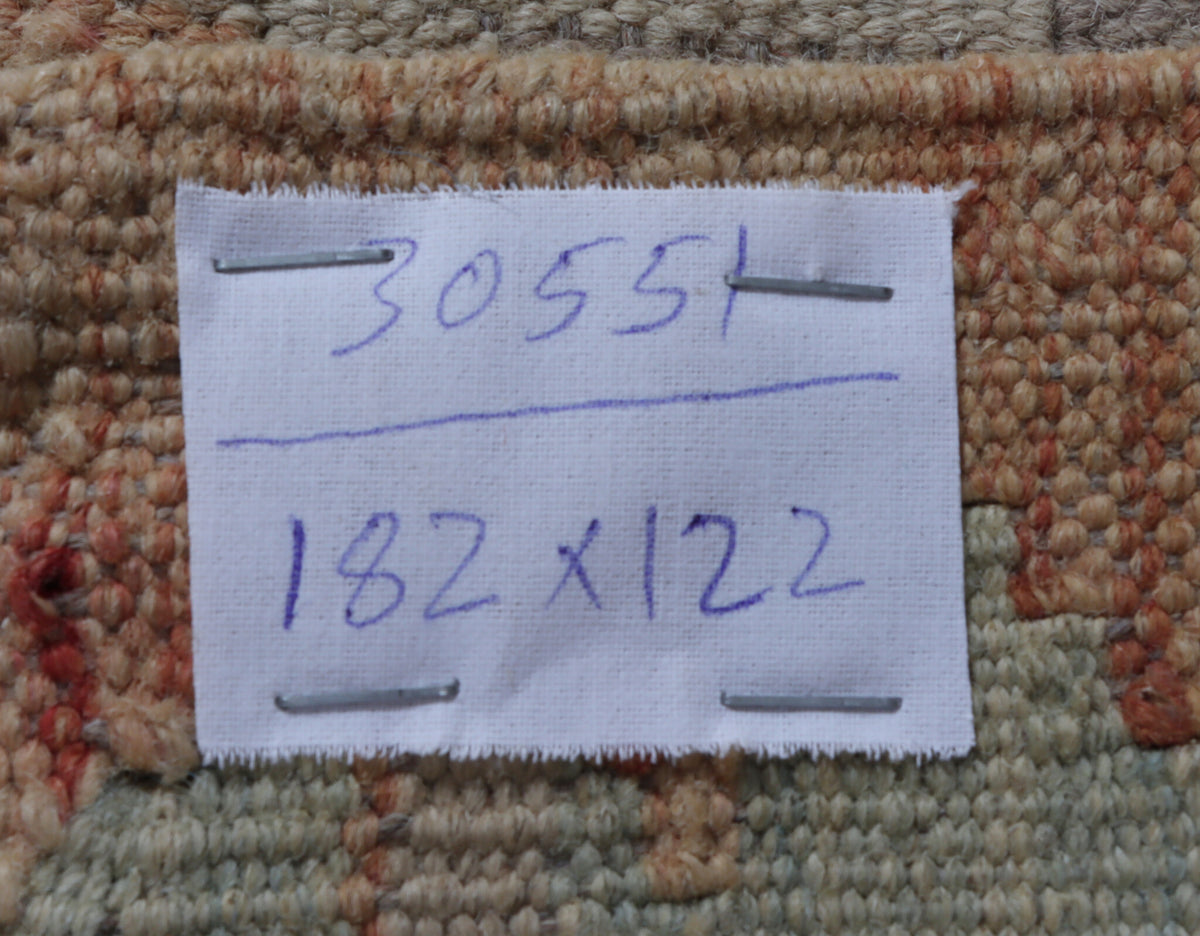 Natural Tone Kilim Rug with Turquoise Accents, 182 × 155 cm — view 6