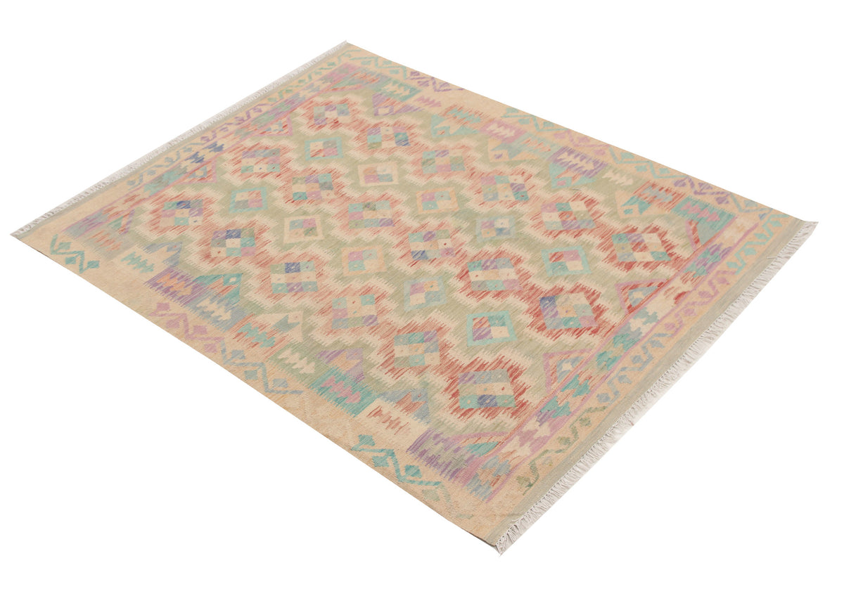 Pastel Fine Geometric Kilim Rug, 192 × 153 cm — view 4