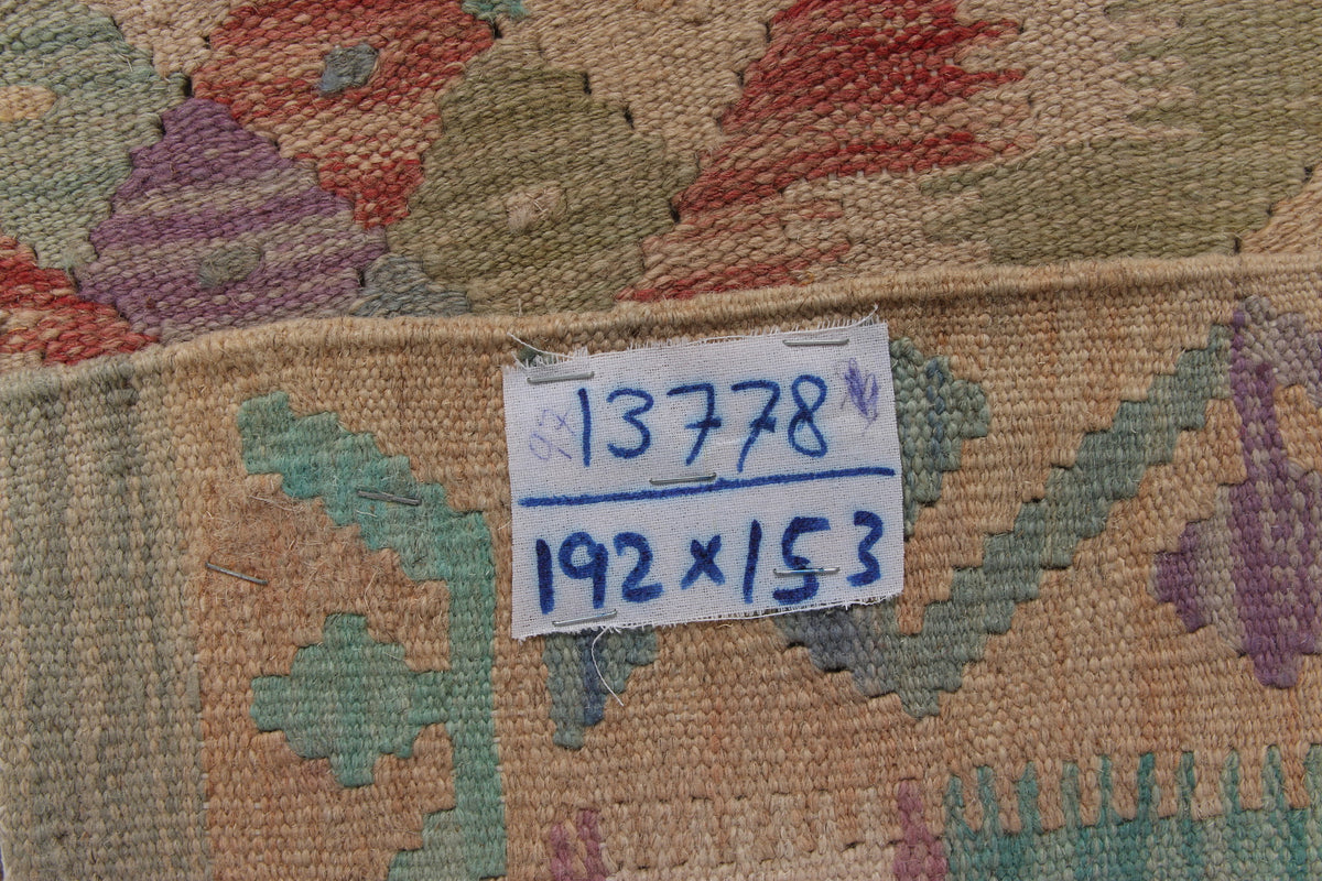 Pastel Fine Geometric Kilim Rug, 192 × 153 cm — view 10
