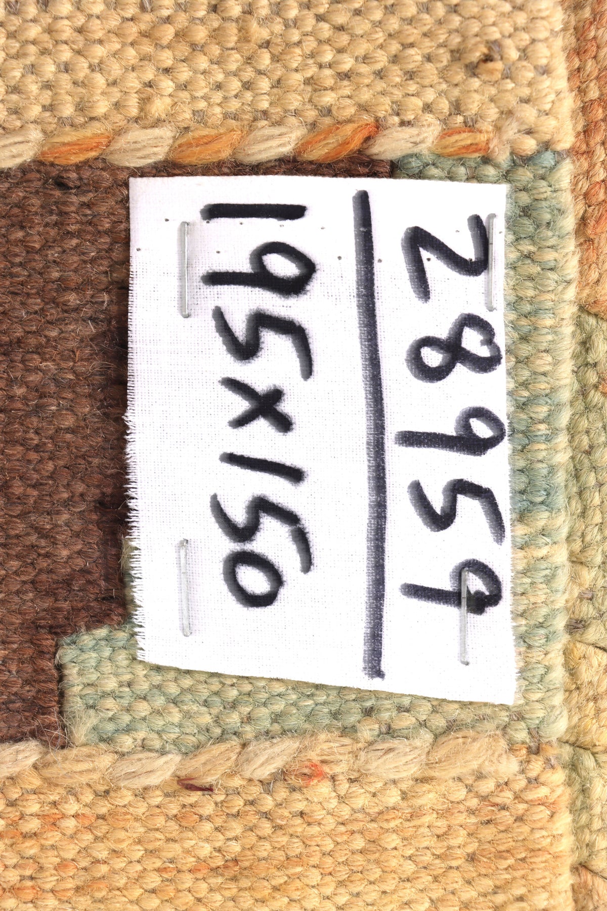 Beige Stripe and Triangle Kilim Rug, 195 × 150 cm — view 5