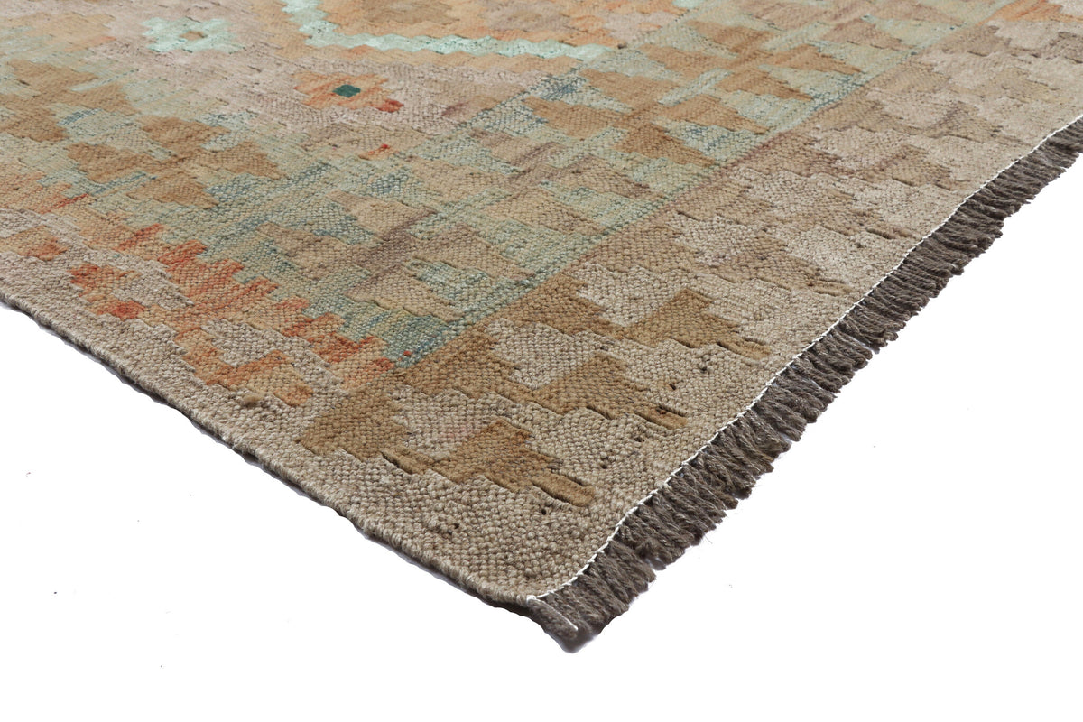 Muted Green and Natural Tone Kilim Rug, 196 × 145 cm — view 3