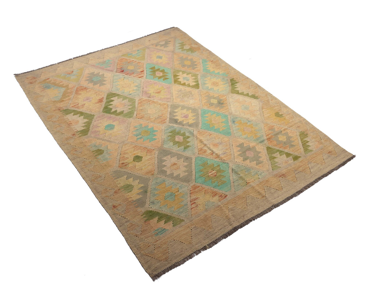 Light Pastel Diamond Kilim Rug, 196 × 146 cm — view 2