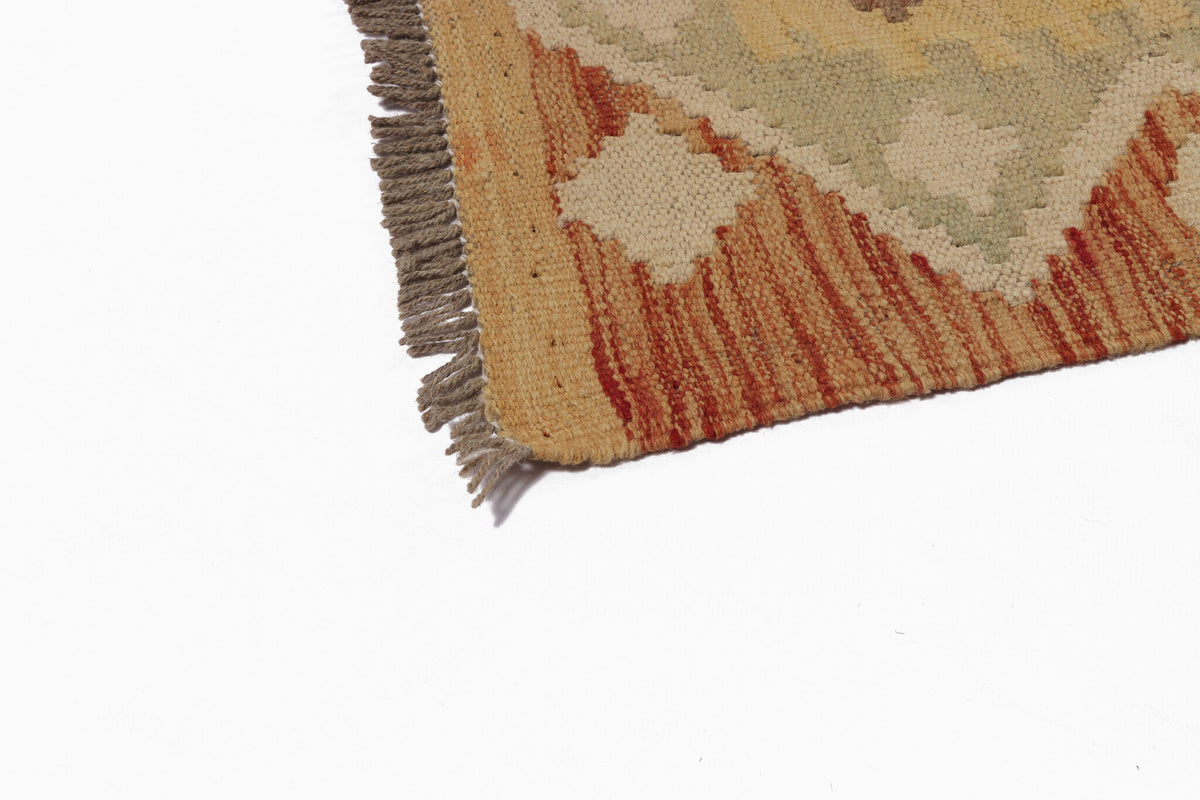 Bold Geometric Motif Kilim Rug, 197 × 144 cm — view 2