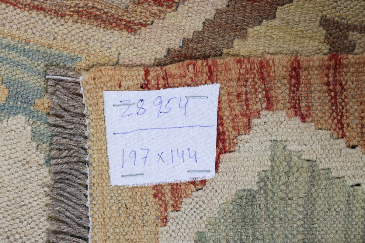 Bold Geometric Motif Kilim Rug, 197 × 144 cm — view 6