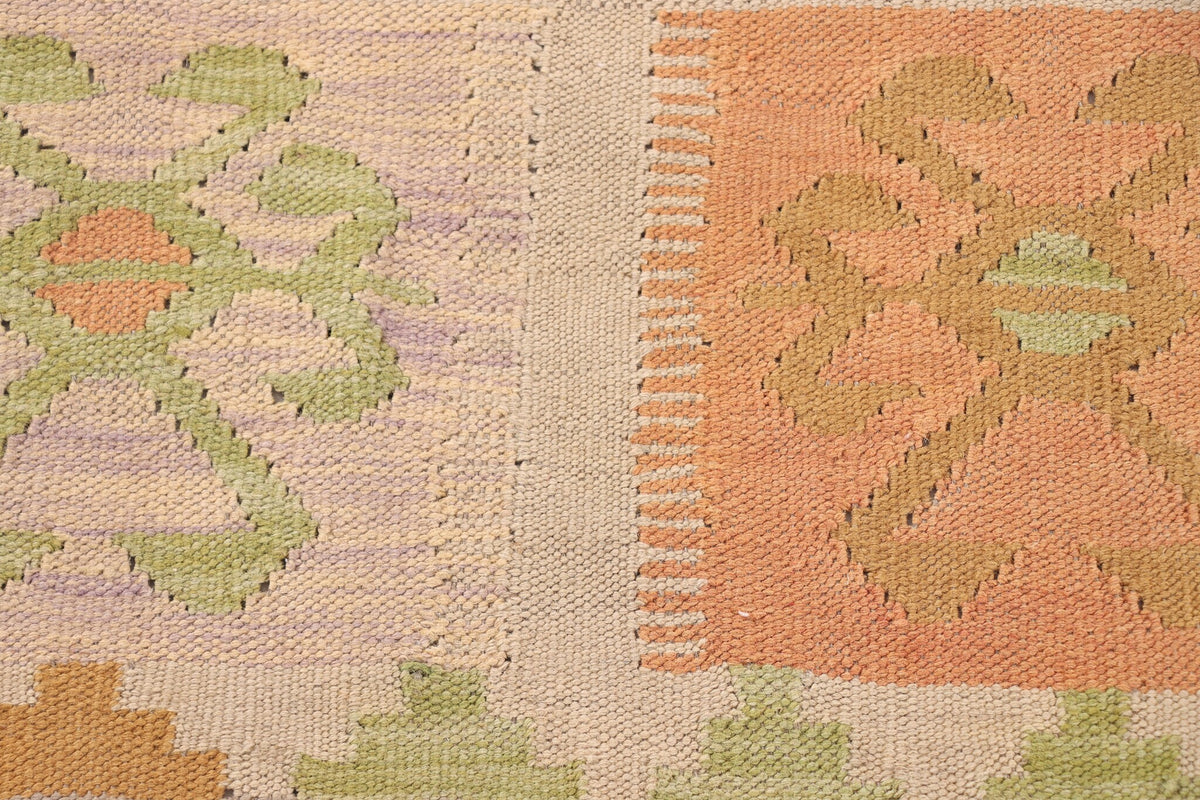 Pastel Geometric Panel Kilim Rug, 200 × 145 cm — view 3
