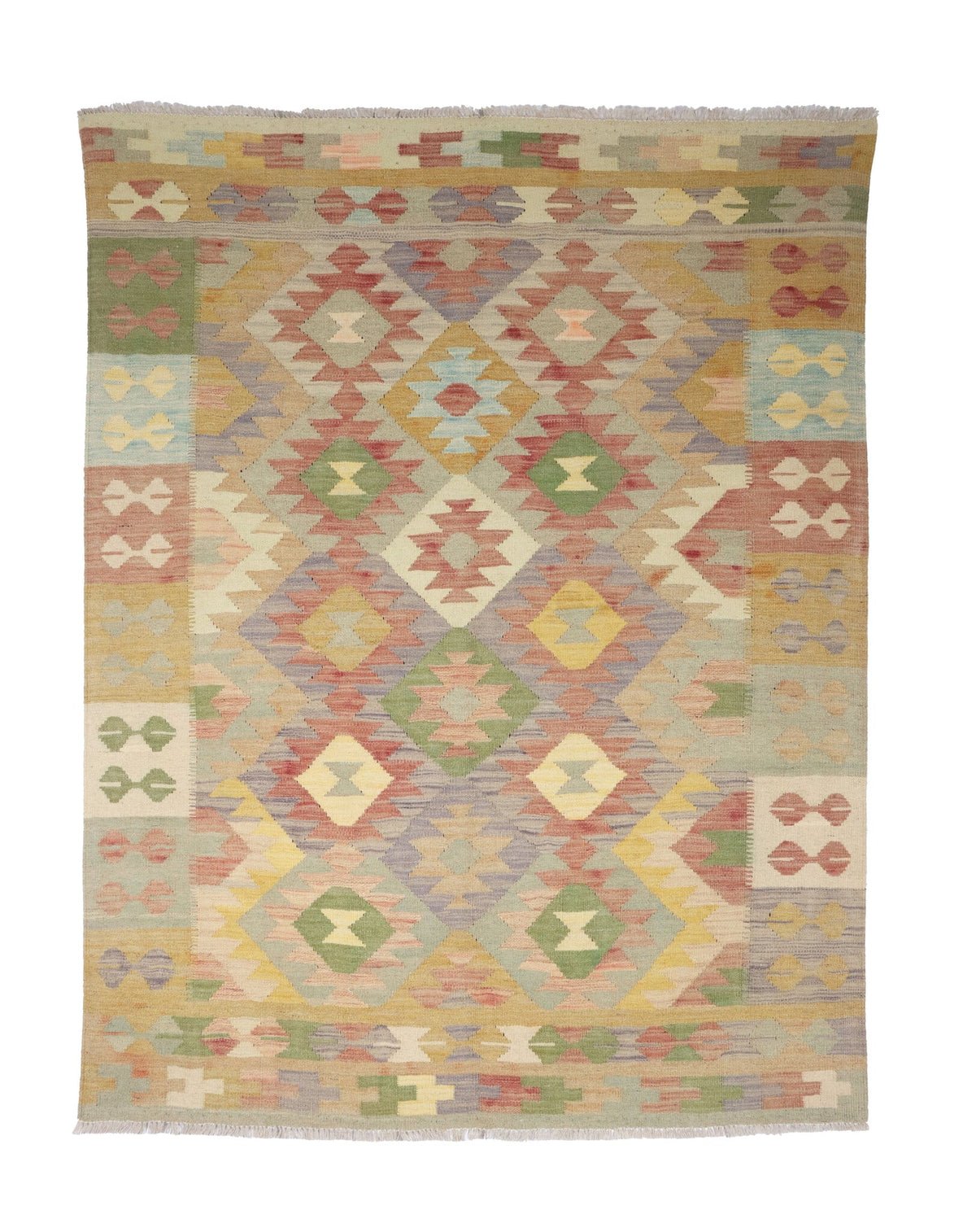 Natural Tone Medallion Kilim Rug, 200 × 147 cm — full view