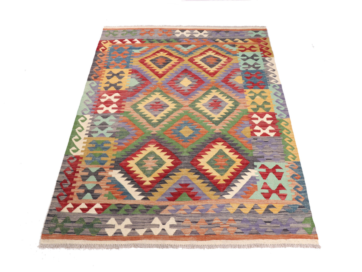 Colorful Large Diamond Kilim Rug, 203 × 147 cm — view 2