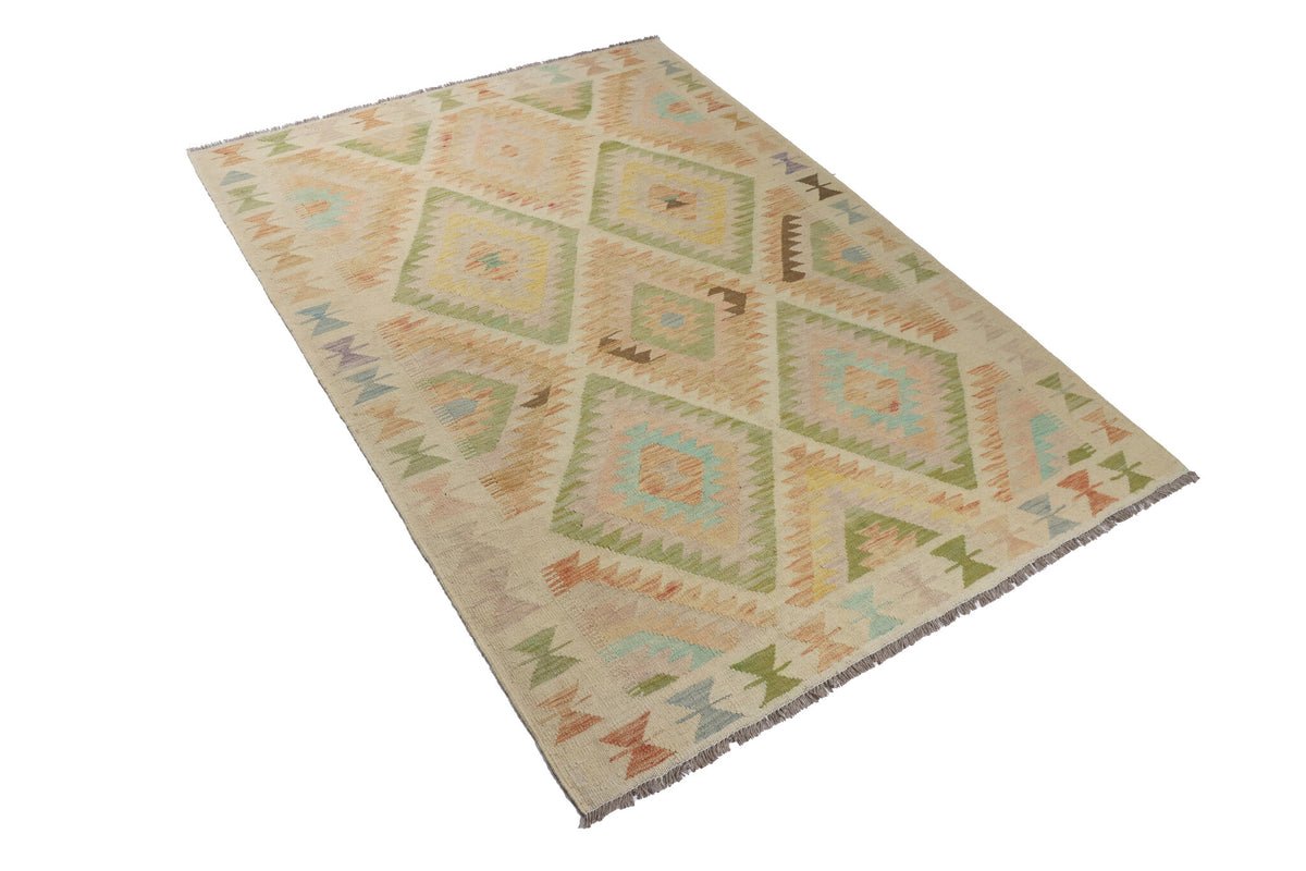 Light Large Pastel Diamond Kilim Rug, 208 × 147 cm — view 2