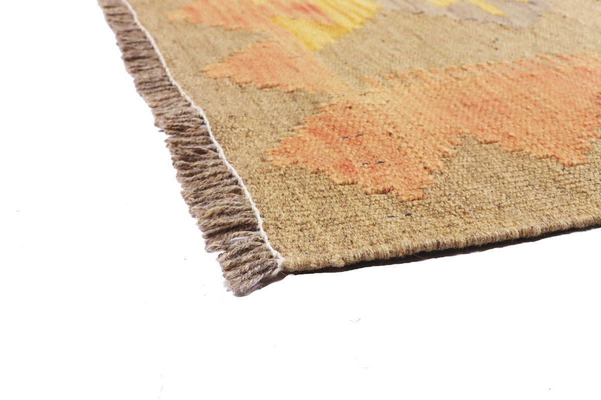 Yellow and Pink Diamond Grid Kilim Rug, 213 × 139 cm — view 3
