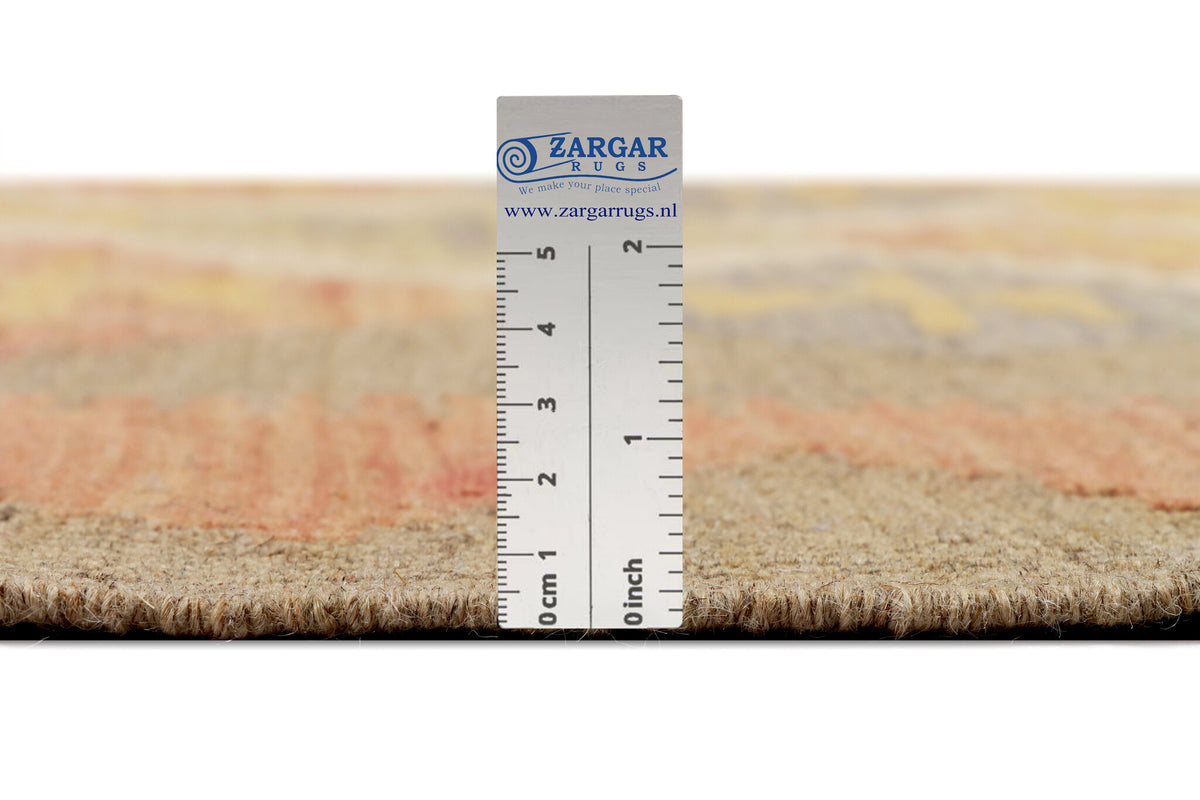 Yellow and Pink Diamond Grid Kilim Rug, 213 × 139 cm — view 4