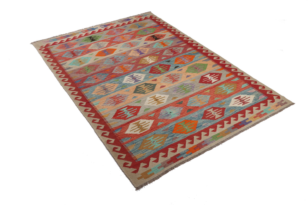 Red Stripe and Medallion Kilim Rug, 250 × 175 cm — view 2