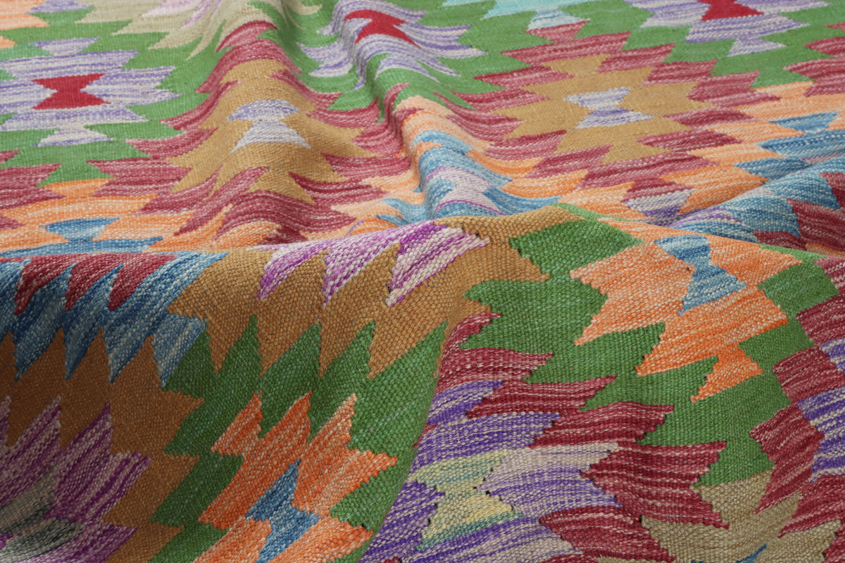 Pink Diamond Kilim Rug with Red Border, 255 × 170 cm — view 7