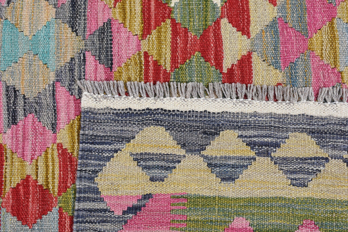 Colorful Geometric Panel Kilim Rug, 256 × 174 cm — view 3