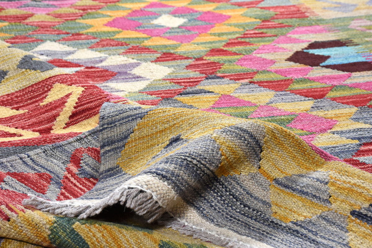 Colorful Geometric Panel Kilim Rug, 256 × 174 cm — view 5