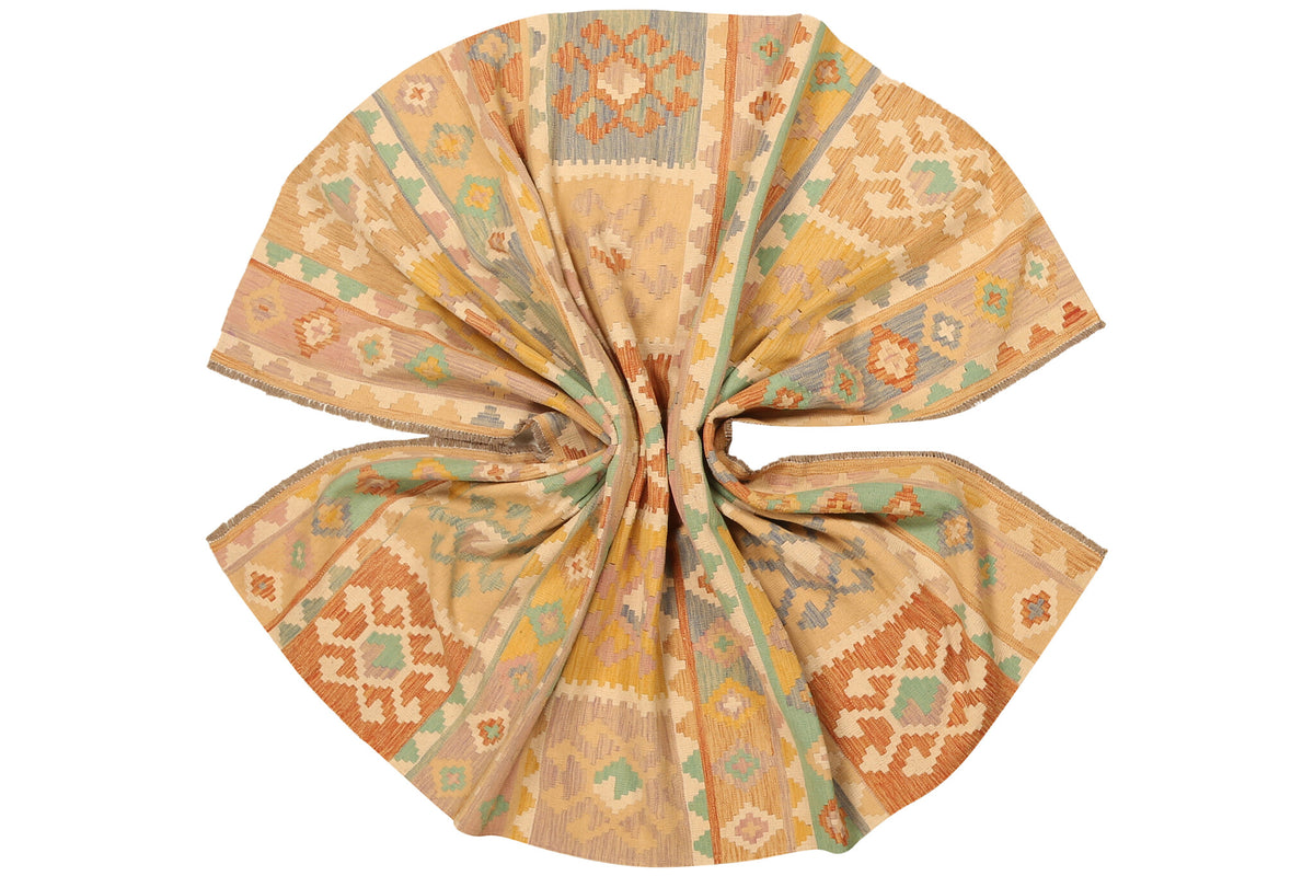 Ochre Geometric Stripe Kilim Rug, 283 × 200 cm — view 10
