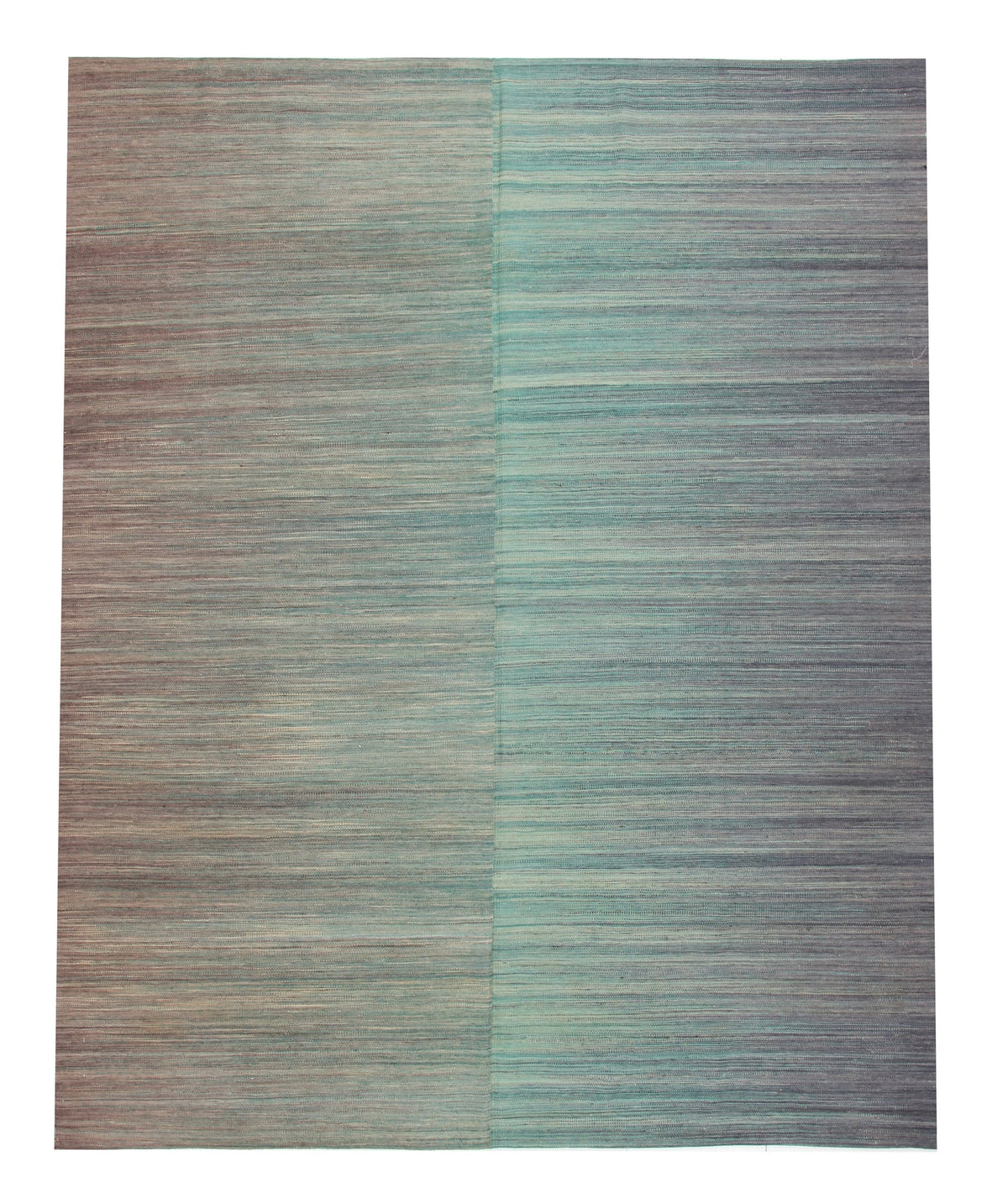 Green Fine Stripe Kilim Rug, 291 × 241 cm — full view