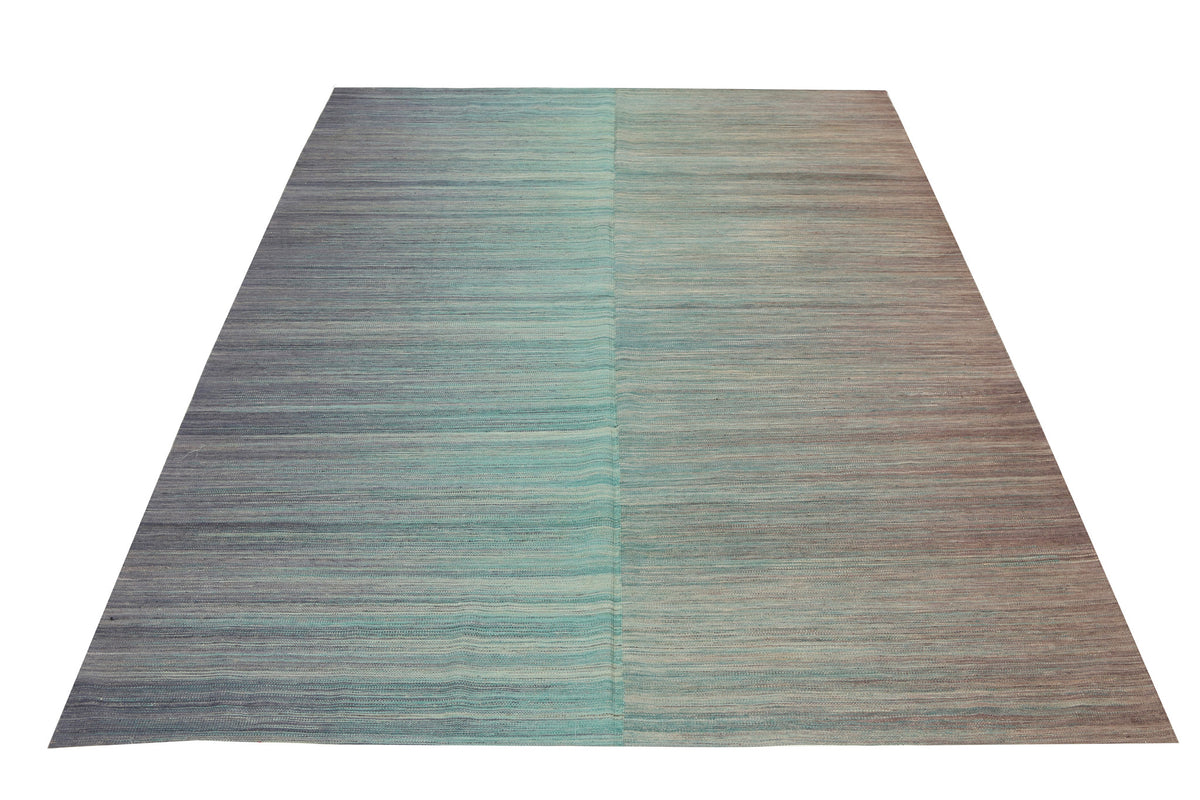 Green Fine Stripe Kilim Rug, 291 × 241 cm — view 4