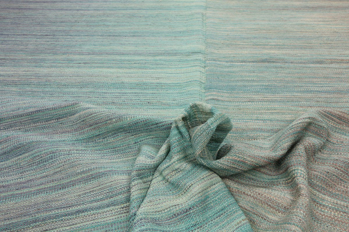 Green Fine Stripe Kilim Rug, 291 × 241 cm — view 9