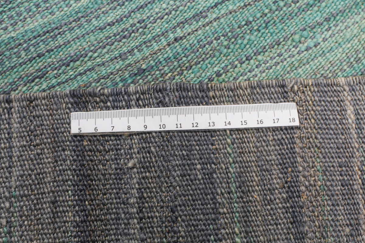 Green Fine Stripe Kilim Rug, 291 × 241 cm — view 10