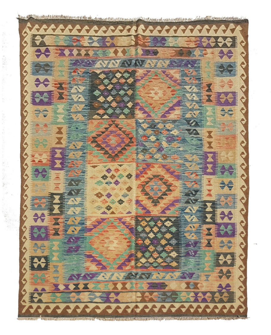 Multicolor Panel Kilim Rug, 295 × 195 cm — full view
