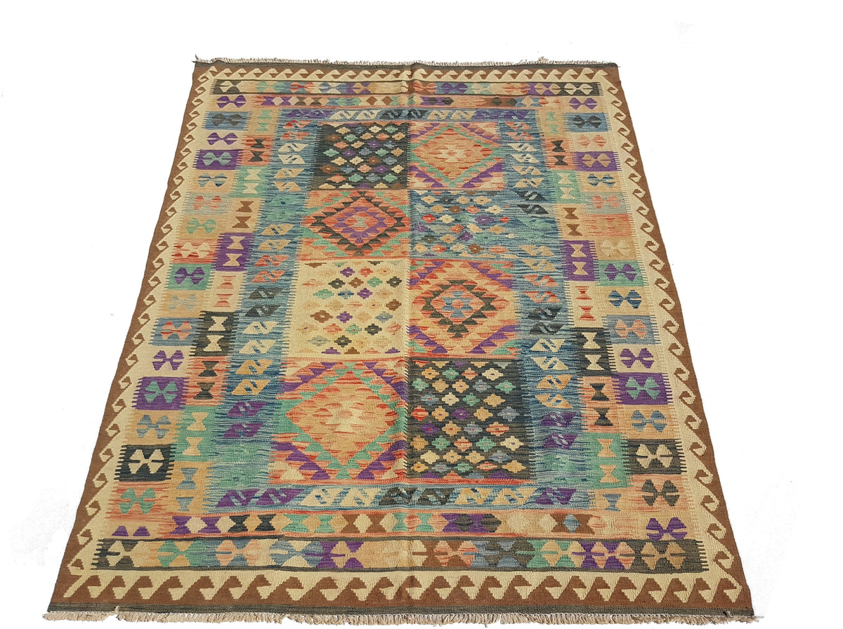Multicolor Panel Kilim Rug, 295 × 195 cm — view 2