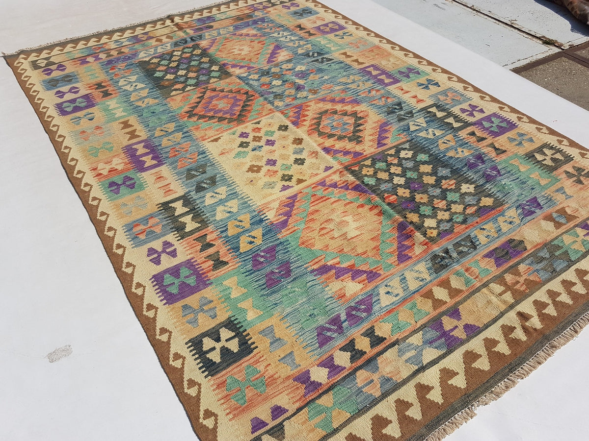 Multicolor Panel Kilim Rug, 295 × 195 cm — view 3