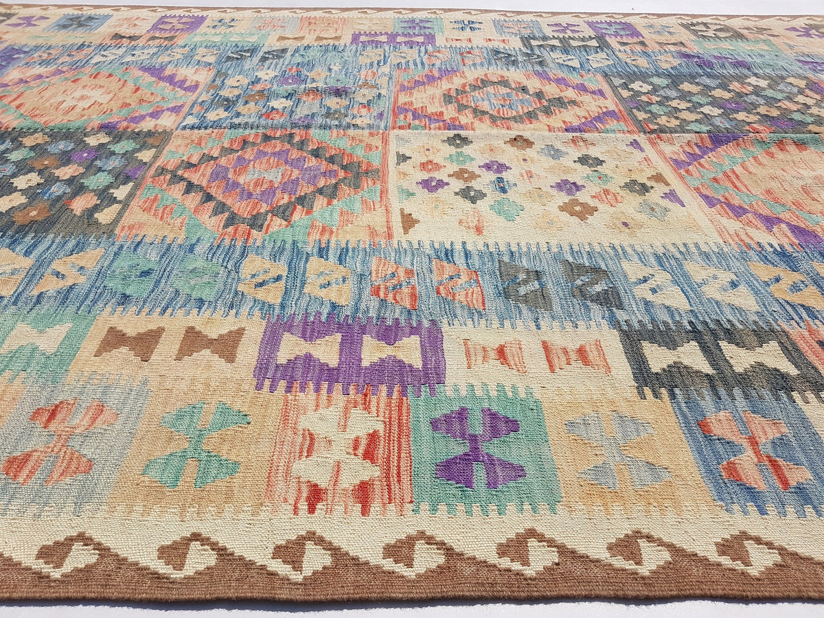 Multicolor Panel Kilim Rug, 295 × 195 cm — view 4