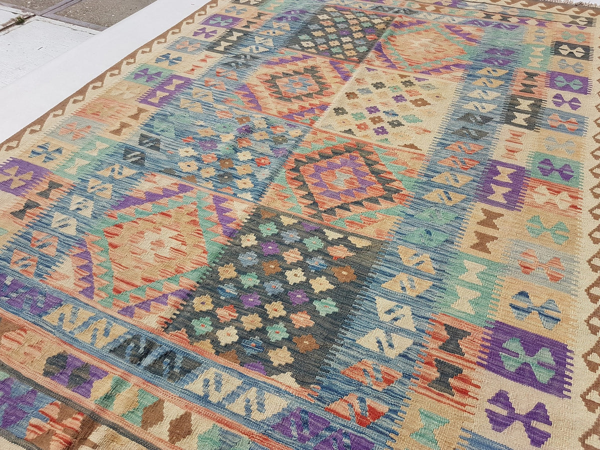 Multicolor Panel Kilim Rug, 295 × 195 cm — view 8