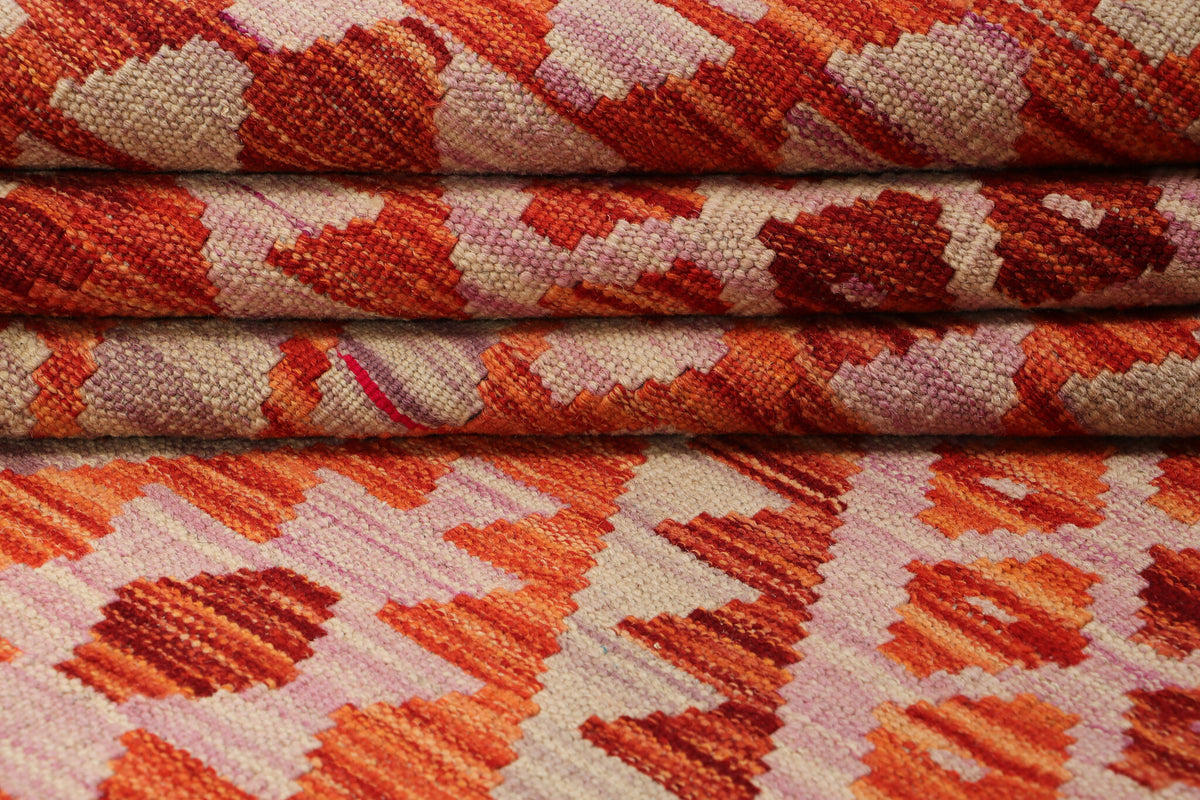 Red Kilim Rug with Fine Light Diamonds, 295 × 205 cm — view 4