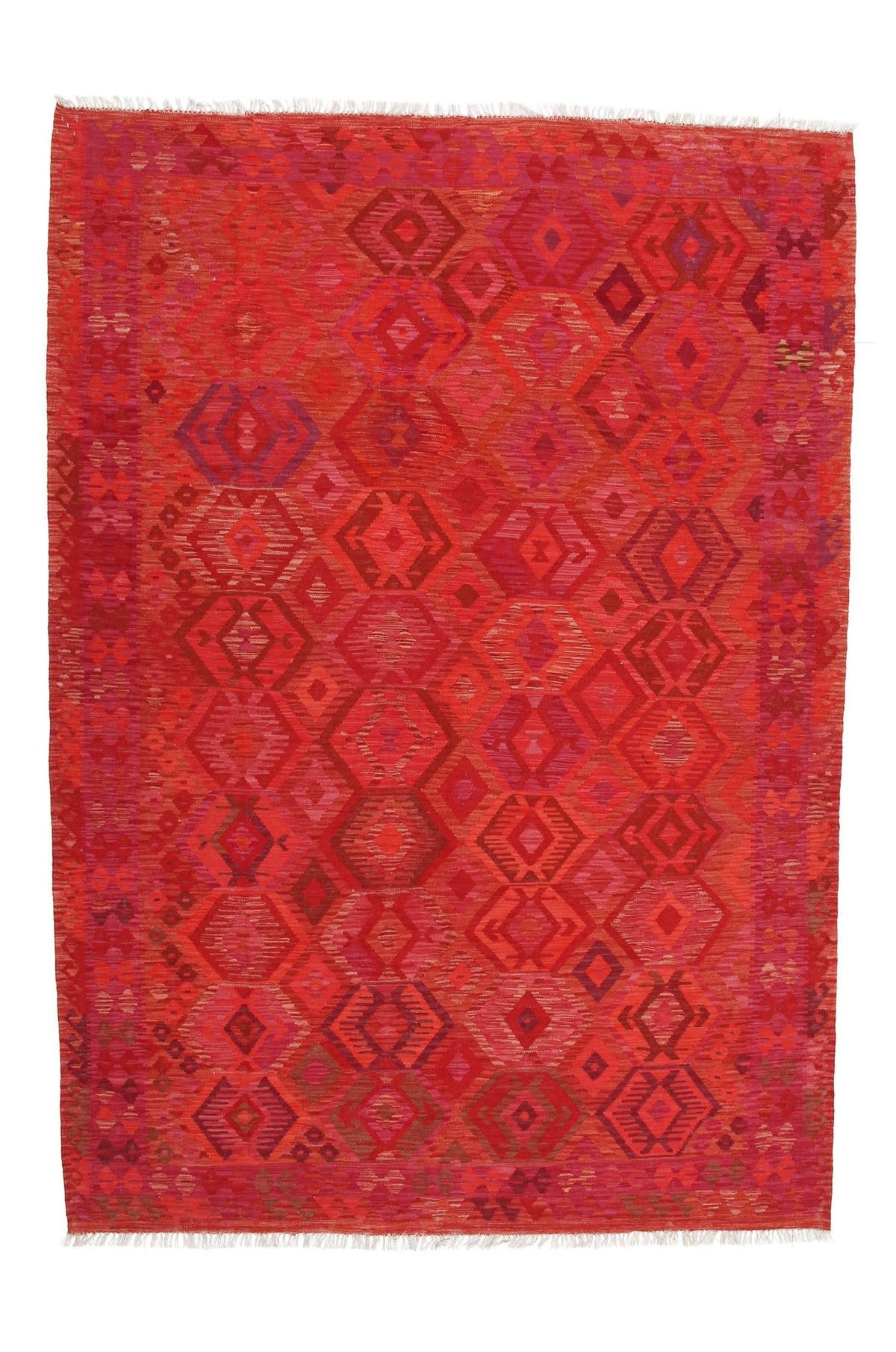 Red Subtle Diamond Kilim Rug, 295 × 205 cm — full view