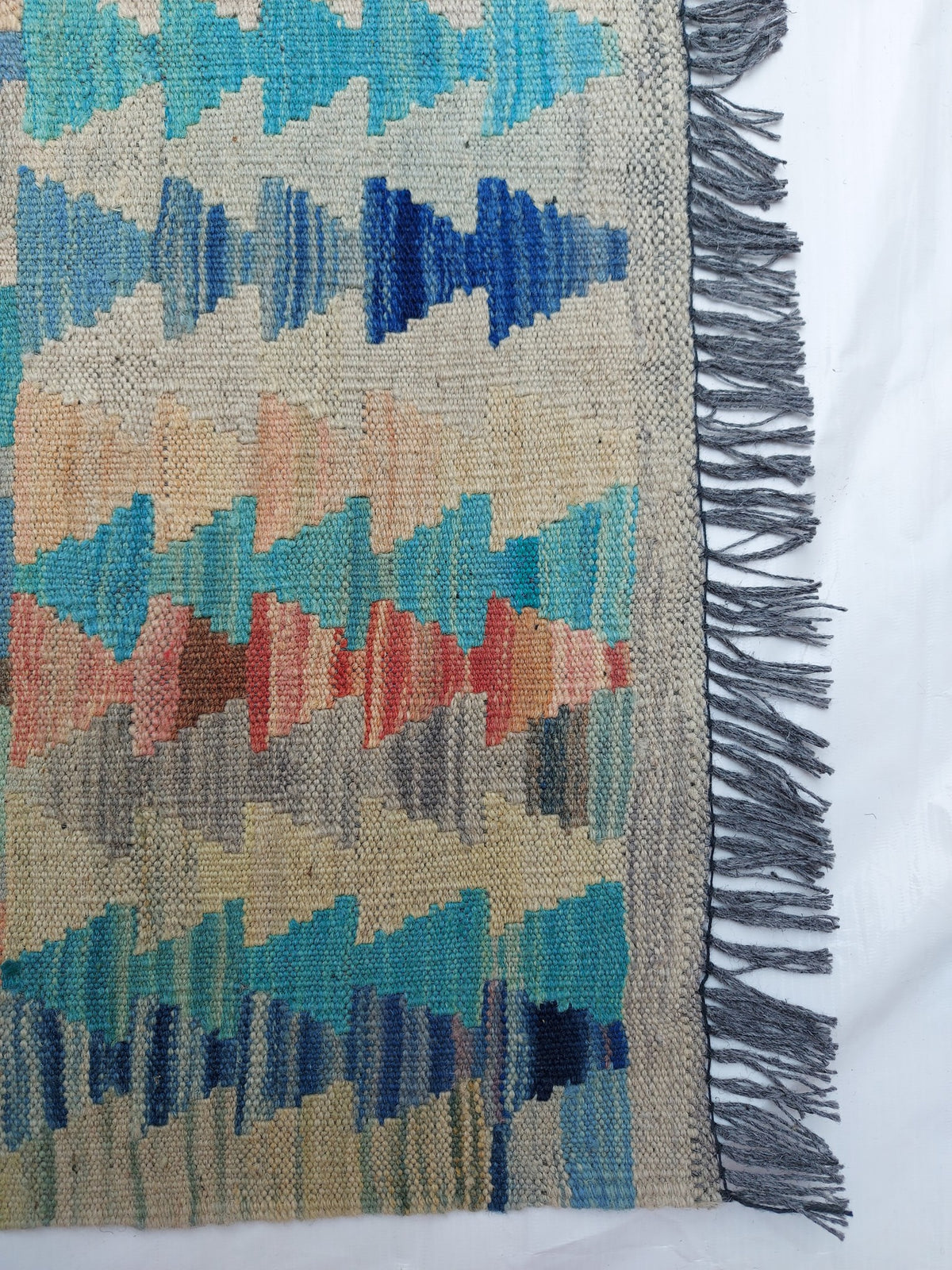 Blue Stripe Mosaic Kilim Rug, 299 × 249 cm — view 4