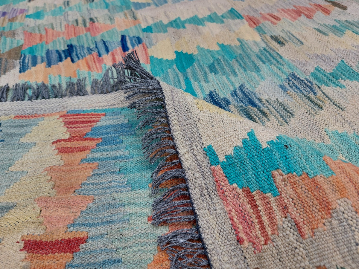 Blue Stripe Mosaic Kilim Rug, 299 × 249 cm — view 6