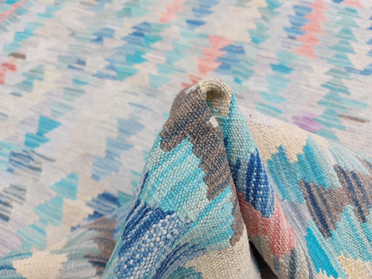 Blue Stripe Mosaic Kilim Rug, 299 × 249 cm — view 7
