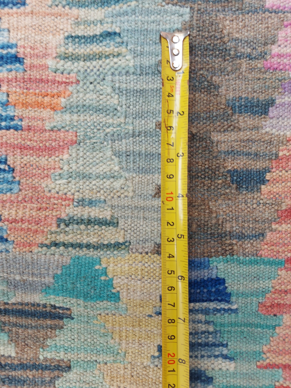 Blue Stripe Mosaic Kilim Rug, 299 × 249 cm — view 8