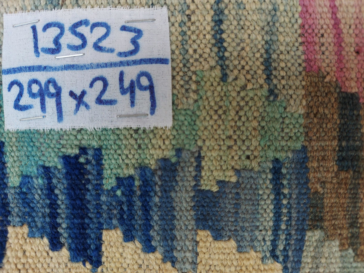 Blue Stripe Mosaic Kilim Rug, 299 × 249 cm — view 9