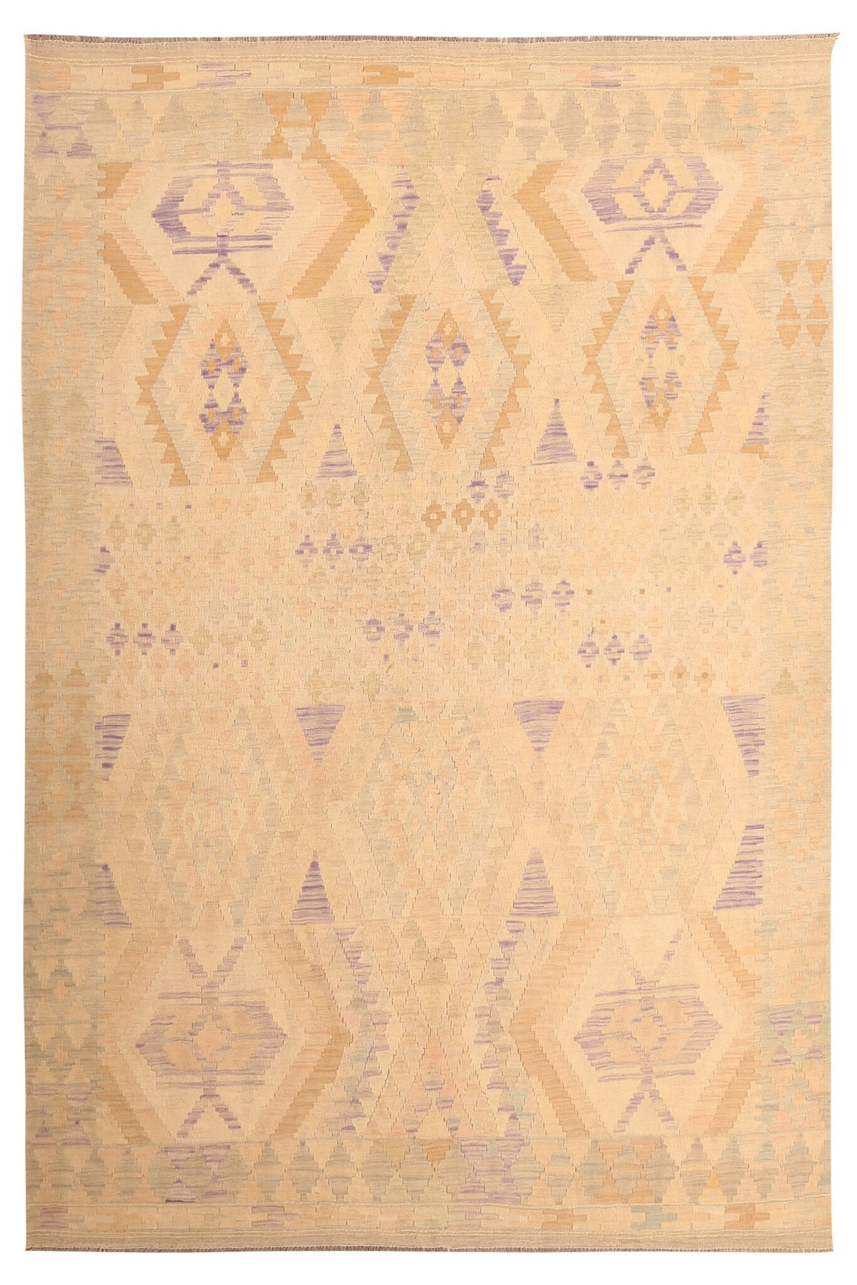 Light Yellow and Pink Diamond Kilim Rug, 300 × 198 cm — full view